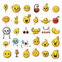 sonido emojis 2d dibujos animados vector ilustración en blanco respaldo foto