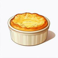 Souffle Dish 2d cartoon illustraton on white background hi photo