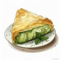 Spanakopita 2d vector illustration cartoon in white backgr photo