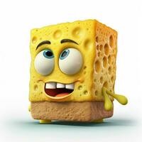 Sponge 2d cartoon illustraton on white background high qua photo