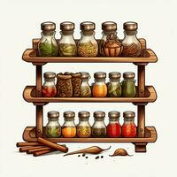 Spice Rack 2d cartoon illustraton on white background high photo