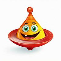 Spinning top 2d cartoon illustraton on white background hi photo