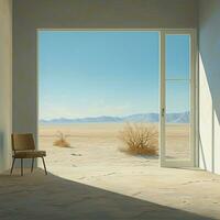Stillness in a deserted sun-drenched desert photo