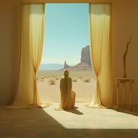 Stillness in a deserted sun-drenched desert photo