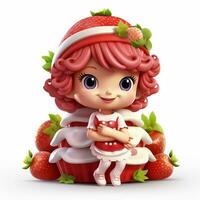 Strawberry Shortcake 2d cartoon illustraton on white backg photo