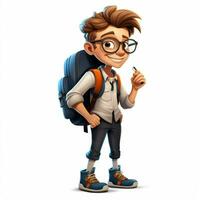 Student 2d cartoon illustraton on white background high qu photo