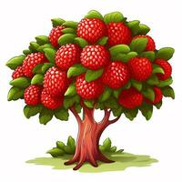 Strawberry Tree 2d cartoon vector illustration on white ba photo