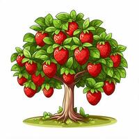 Strawberry Tree 2d cartoon vector illustration on white ba photo