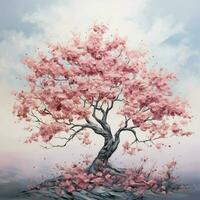 Subtle colors of a blooming cherry blossom tree photo