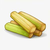 Sugarcane 2d cartoon illustraton on white background high photo