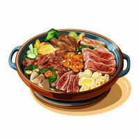 Sukiyaki 2d vector ilustración dibujos animados en blanco fondo foto