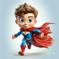 Superhero 2d cartoon illustraton on white background high photo