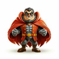 Supervillain 2d cartoon illustraton on white background hi photo