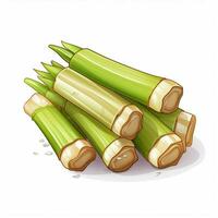 Sugarcane 2d cartoon illustraton on white background high photo