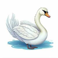 Swan 2d cartoon illustraton on white background high quali photo