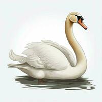 Swan 2d cartoon illustraton on white background high quali photo