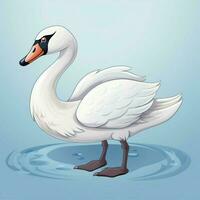 cisne 2d dibujos animados ilustracion en blanco antecedentes alto calificar foto