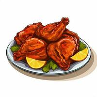 Tandoori chicken 2d cartoon vector illustration on white b photo