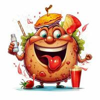 Tasty 2d cartoon vector illustration on white background h photo