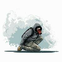 Tear gas 2d cartoon vector illustration on white backgroun photo