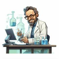 Technologist 2d cartoon illustraton on white background hi photo