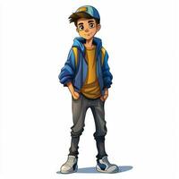 Teenager 2d cartoon vector illustration on white backgroun photo