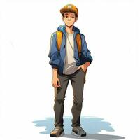 Teenager 2d cartoon vector illustration on white backgroun photo