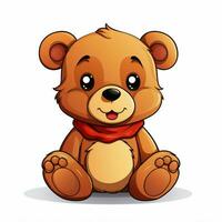 Teddy bear 2d cartoon vector illustration on white backgro photo