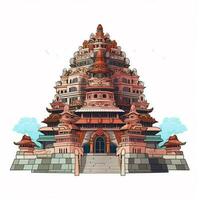 Temple 2d cartoon vector illustration on white background photo