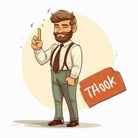 Thank you 2d cartoon vector illustration on white backgrou photo