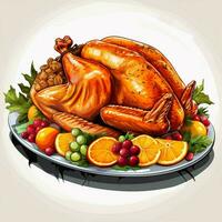 Thanksgiving 2d cartoon vector illustration on white backg photo