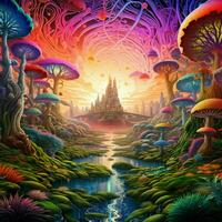 The fusion of nature and technology in a psychedelic harmo photo