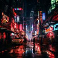 The neon symphony of urban nightlife photo