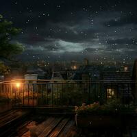 The soothing sound of rain falling on a peaceful rooftop photo