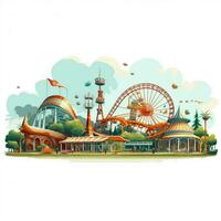 Theme park 2d cartoon vector illustration on white backgro photo