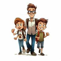 Tres 2d dibujos animados vector ilustración en blanco antecedentes h foto