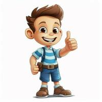 Thumbs Up 2d cartoon illustraton on white background high photo