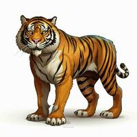 Tigre 2d dibujos animados vector ilustración en blanco antecedentes h foto