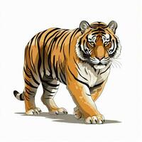 Tigre 2d dibujos animados vector ilustración en blanco antecedentes h foto