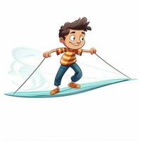 Tightrope 2d cartoon vector illustration on white backgrou photo