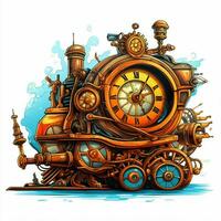 Time machine 2d cartoon vector illustration on white backg photo