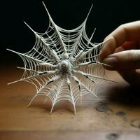 Tiny arachnid spinning intricate webs photo