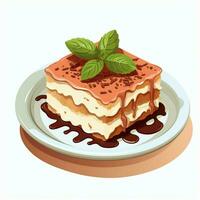 Tiramisu 2d cartoon vector illustration on white backgroun photo