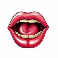 Tongue 2d cartoon vector illustration on white background photo