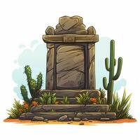 Tombstone 2d cartoon vector illustration on white backgrou photo