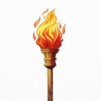 Torch 2d cartoon illustraton on white background high qual photo