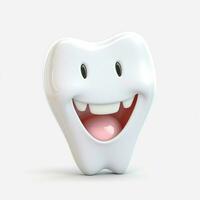 Tooth 2d cartoon illustraton on white background high qual photo