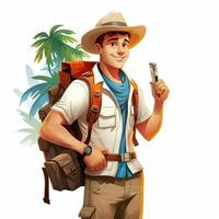 Tourist 2d cartoon vector illustration on white background photo