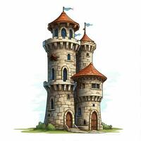 Tower 2d cartoon vector illustration on white background h photo