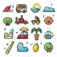 viaje y lugares emojis 2d dibujos animados vector ilustración en foto